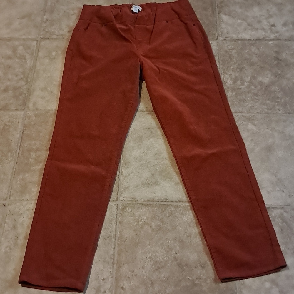 Coldwater Creek Core Women's Orange Cinch Waist Pull On Corduroy Pants Size 12